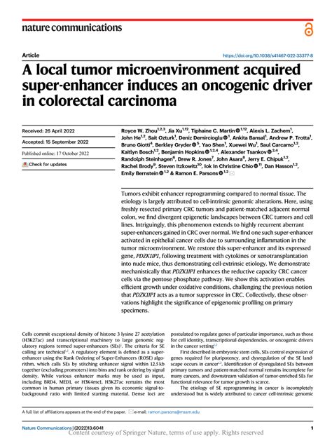 Pdf A Local Tumor Microenvironment Acquired Super Enhancer Induces An