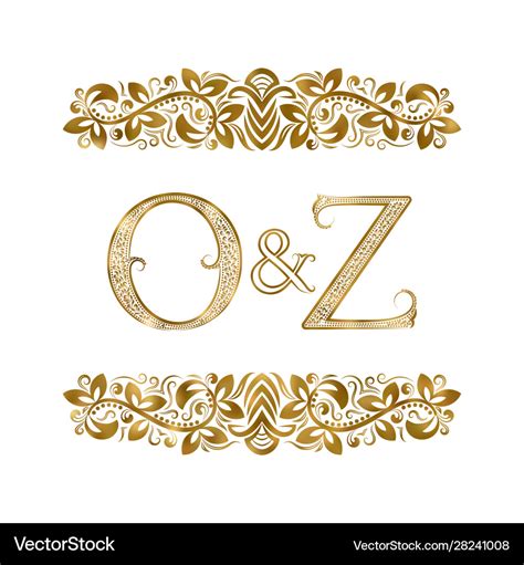 O And Z Vintage Initials Logo Symbol Letters Vector Image