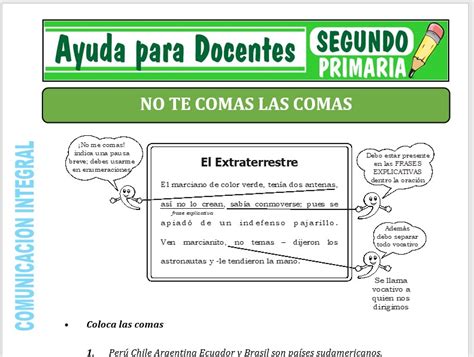 No Te Comas Las Comas Para Segundo De Primaria Ayuda Para Docentes