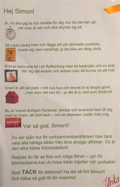 ETT FANTASTISKT BREV Jag Simon Blogg Se