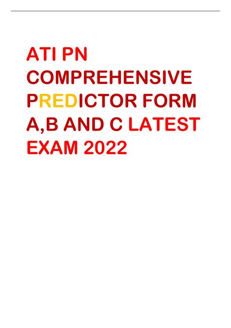 ATI PN COMPREHENSIVE PREDICTOR FORM A B AND C LATEST EXAM 2022 ATI PN