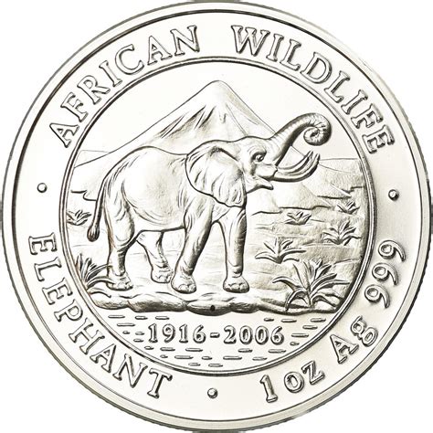 Silver Ounce 2006 African Wildlife Elephant Coin From Somalia