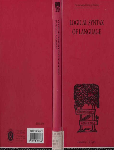 Rudolf Carnap Logical Syntax of Language International Library of ...