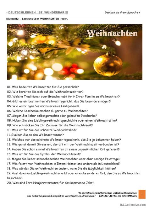 C Lass Uns Ber Weihnachten Reden Deutsch Daf Arbeitsbl Tter Pdf Doc