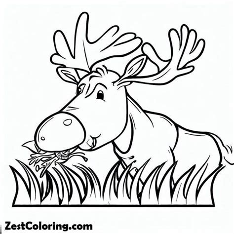 Moose Eating Grass Coloring Page : Coloring for Kids – Smart, Creative ...