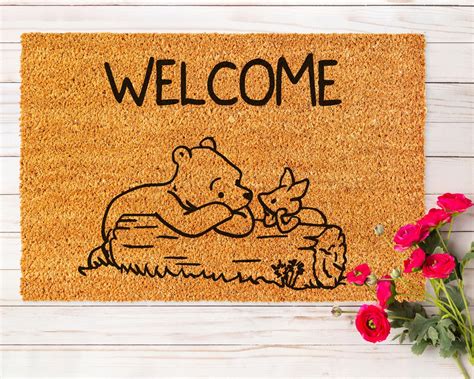 Welcome Winnie The Pooh Doormat Funny Doormat Custom Doormat Outside