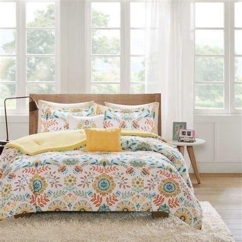 Yellow Teal Orange White Floral Birds 5 Pc Comforter Set Twin Xl Full Queen Bed Ebay