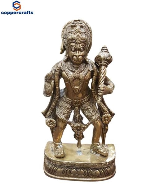 Copper Crafts Golden Gold Plated Brass Hanuman Statue For Worship