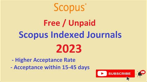 Scopus Indexed Journals No Publication Fees Acceptance 15 45 Days Scopus Journal 2023