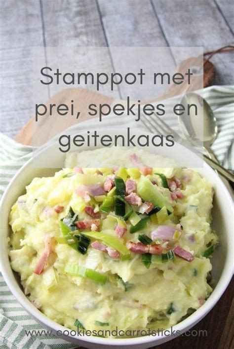 Stamppot Met Prei Spekjes En Geitenkaas Cookies Carrot Sticks