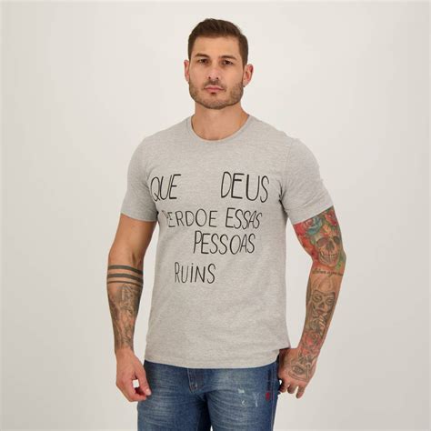 Camiseta Que Deus Perdoe Essas Pessoas Ruins Cinza Cinza