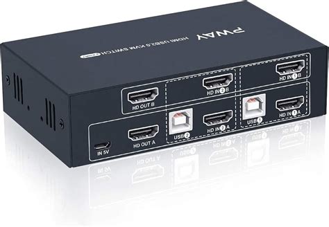 Pway Kvm Switch Hdmi Dual Monitor Port Extended Display Usb