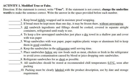 ACTIVITY 1 Modified True Or False Direction If The Statement Is