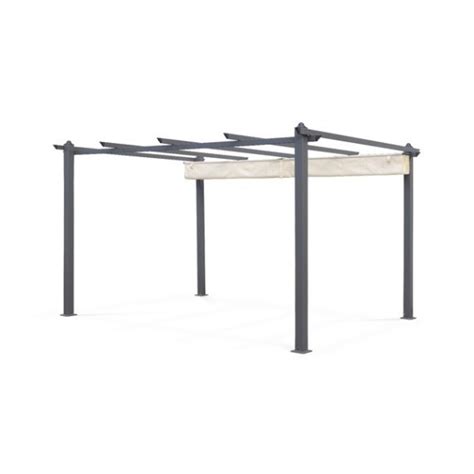 Pergola 3x4 In Alluminio Gazebo Antracite Copertura Ecrù H 235 Cm