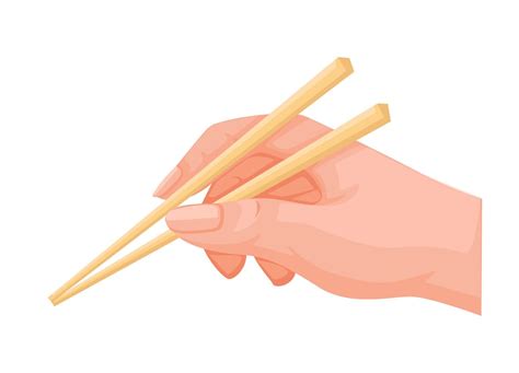 Hand Hold Chopstick Asian Kitchen And Eating Utensils Symbol Cartoon