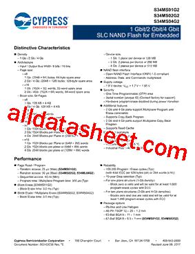 S34MS01G2 Datasheet PDF Cypress Semiconductor