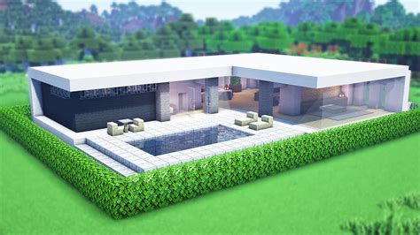 【マイクラ】プールのあるモダンハウスの作り方【現代建築】 Minecraft Tutorial Modern House How To