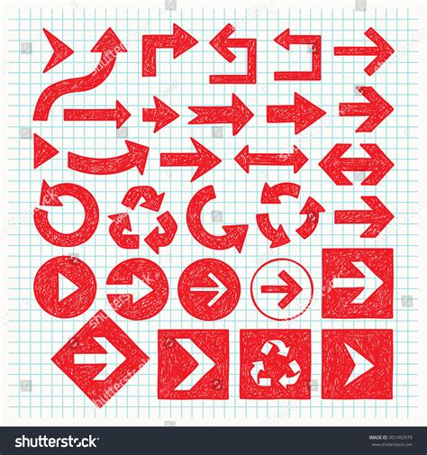 Sketched Red Arrows Set Stock Vector Illustration 301492979 Shutterstock