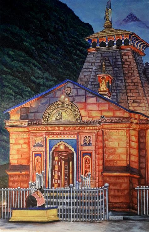 Kedarnath Temple Acrylic Painting On Canvas Etsy