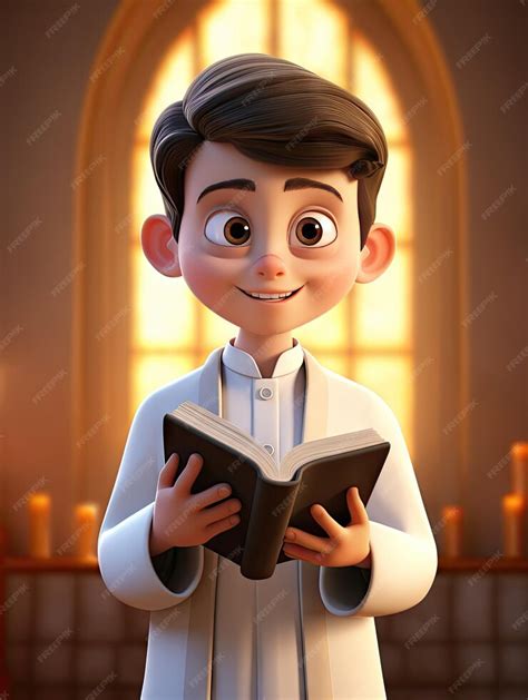 Premium Ai Image Funny 3d Cartoon Catholic Priest Character Smiling