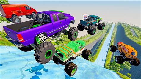 Epic High Speed Jump And Crashes 14 Monster Trucks BeamNG Drive