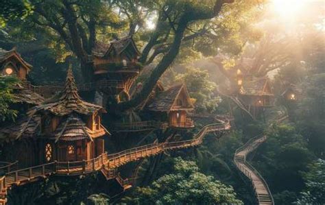 Mystical Elven Village In A Forest Online Jigsaw Puzzles