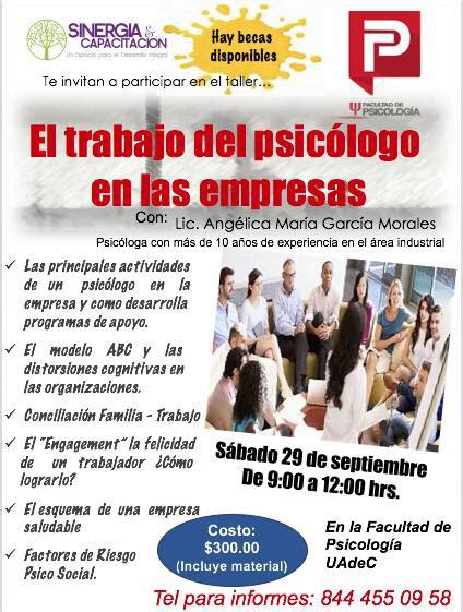 Invita Facultad de Psicología de la UA de C a tomar el taller El