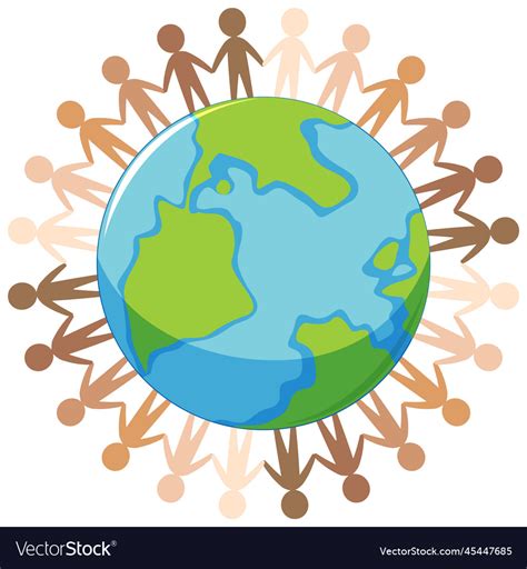 Human Icons Around Earth Globe Royalty Free Vector Image