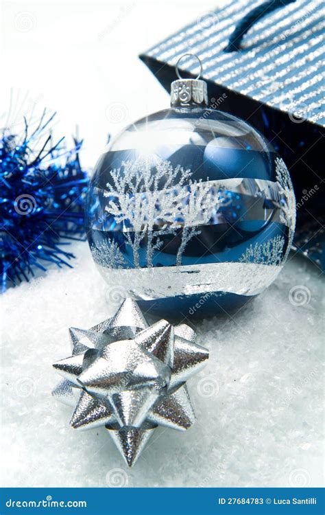 Blue And Silver Christmas Decorations Stock Photos - Image: 27684783