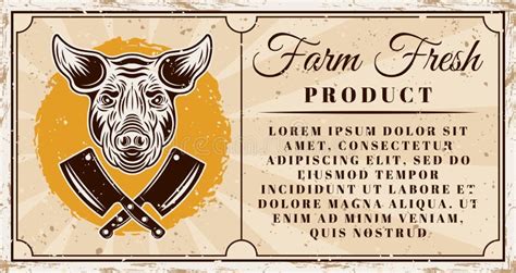 Butchery Shop Farm Fresh Pork Meat Product Vector Horizontal