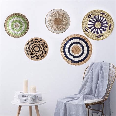 Woven Basket Wall Decor Set Natural Wicker Seagrass Baskets Boho