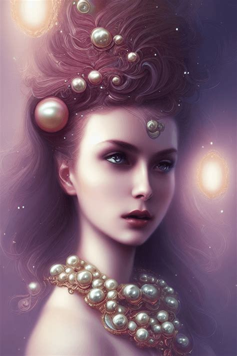 Digital Art Fractals Woman With Pearls And Jewels In Hair Highly