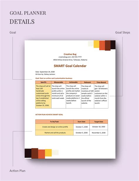 Smart Goals Calendar Template In Powerpoint Pdf Word Excel Google