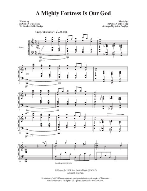 A Mighty Fortress Is Our God Sheet Music Pdf Ken Barker Praisecharts