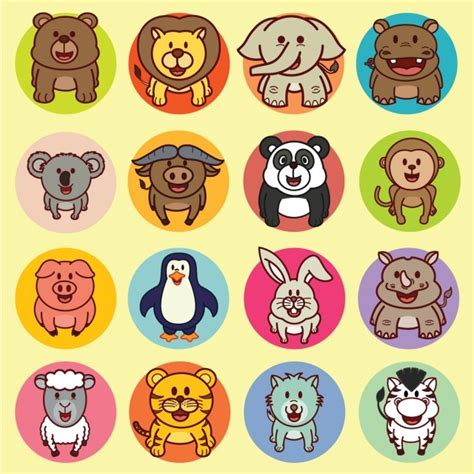 Cute Animal Set Vector Hd PNG Images, Cute Animal Icon Set, Cute Icons, Animal Icons, Animal ...