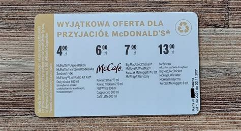 Bia A Koperta Gratis Nowa Bonifikarta Mcdonald S