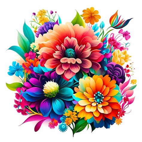 Premium Ai Image Colorful Flower On White Background