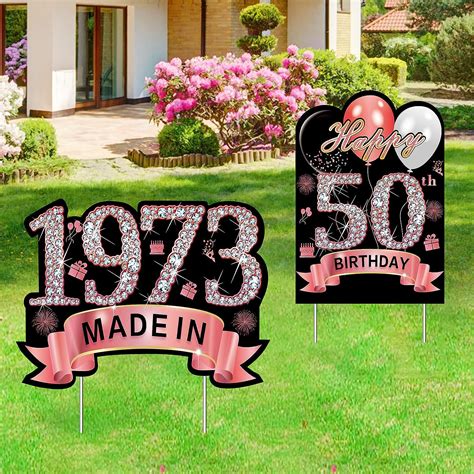 Amazon Pcs Th Birthday Yard Sign Decorations For Women Rose