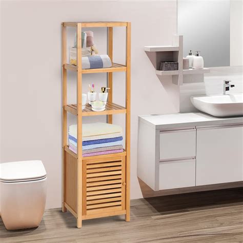 Meuble Colonne Rangement Salle De Bain Bambou Design Naturel 36L X 33l