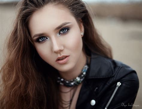 Vasilisa Sarovskaya Brunette Face Model Leather Jackets Women