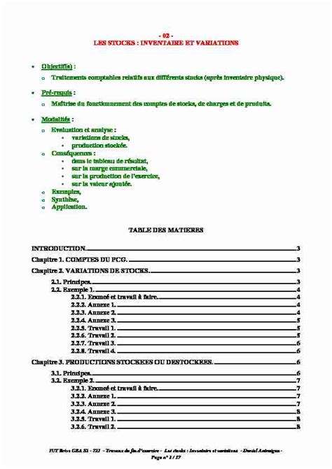 02 LES STOCKS INVENTAIRE ET VARIATIONS Objectif S O PDF