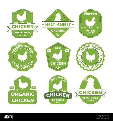 Premium Chicken Logo Labels Badges And Design Elements Retro Organic Style Vector