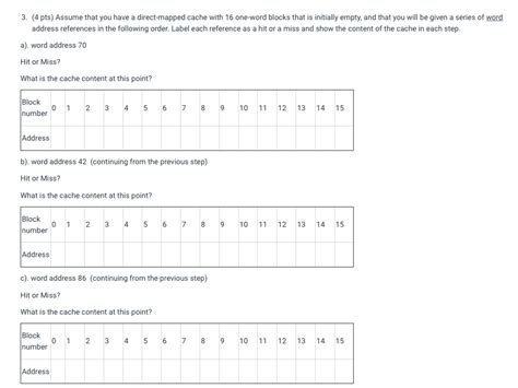 Solved 3 4 Pts Assume That You Have A Direct Mapped Cache Chegg