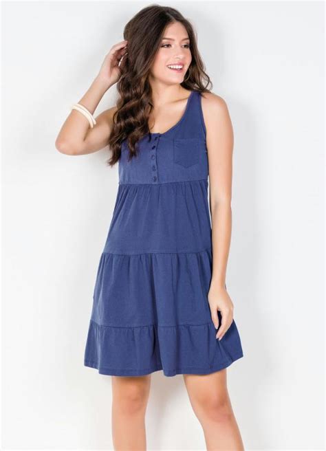 Vestido Regata Babados Azul Bonprix