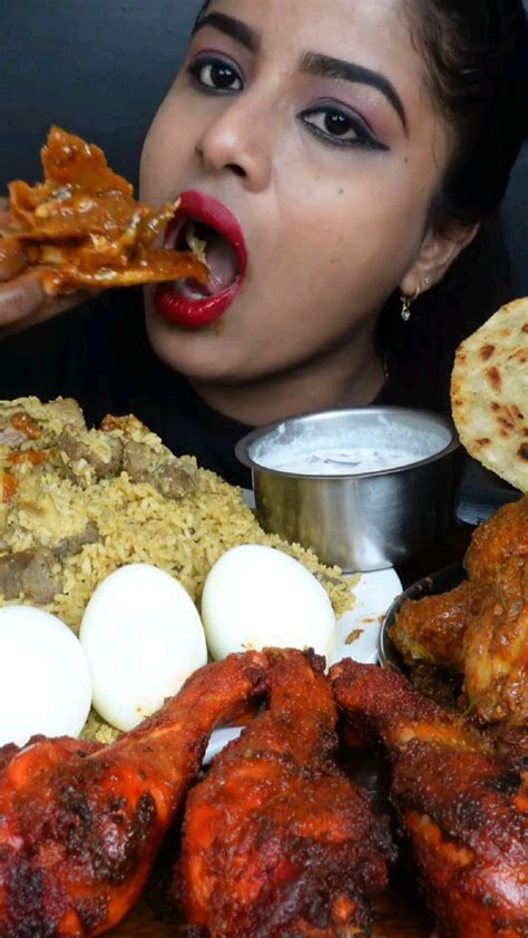 Ashifa Asmr Eating Spicy Chicken Leg Piece Mutton Biryani Curry Rice