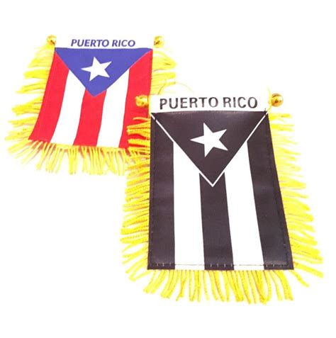 Puerto Rico car flag 2pc pack Puerto Rico Black Flag & Puerto Rican ...