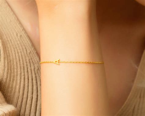 14k Solid Gold Initial Bracelet Custom 14k Gold Initial Bracelet Mother S Day T Perfect T