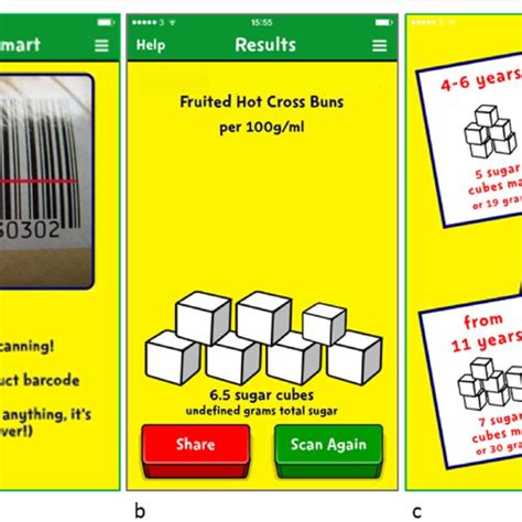 Screen Shots From The Change4life Sugar Smart App A Barcode Scanner On