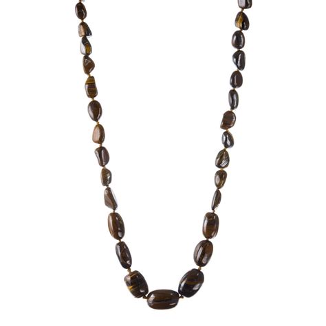 Collana Occhio Di Tigre E Argento 925 Collane Burattate Lunghe