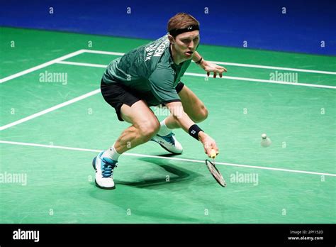 Denmark S Viktor Axelsen In Action Against Malaysia S Ng Tze Yong Not